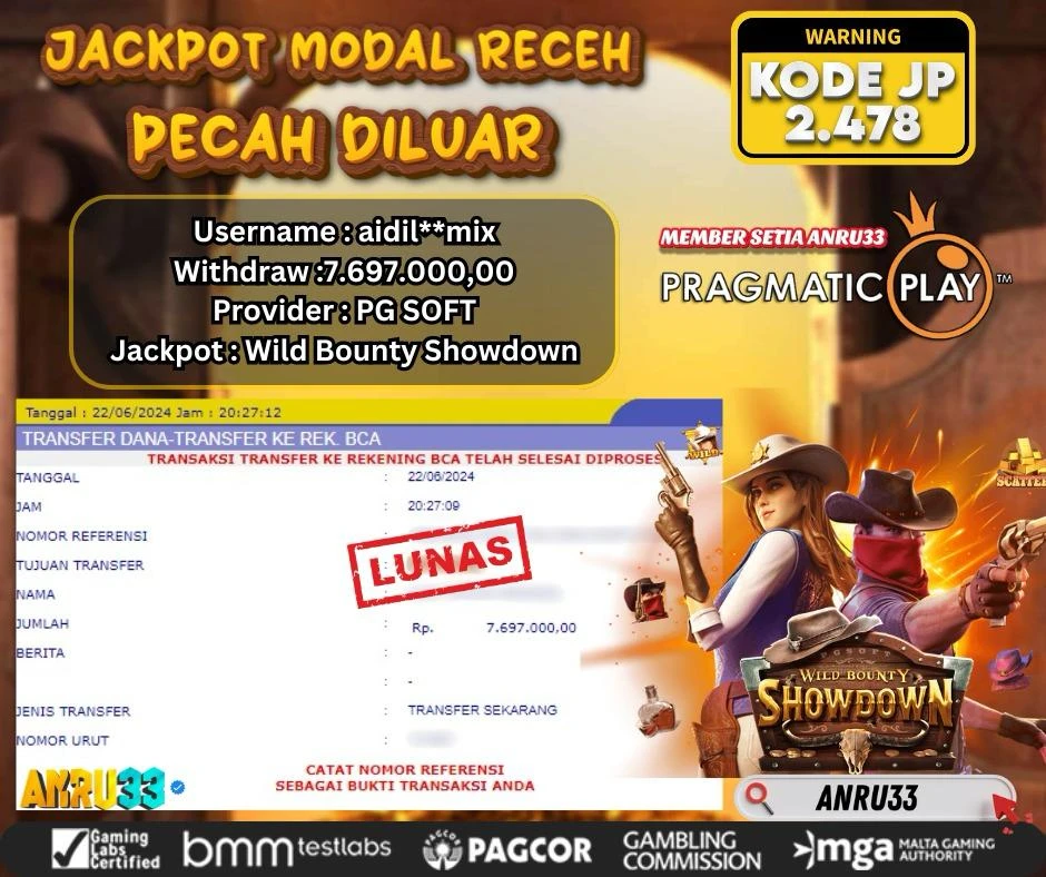 ANRU33 JACKPOT SLOT WILD BOUNTY SHOWDOWN Rp.15.000.000,- DIBAYAR LUNAS