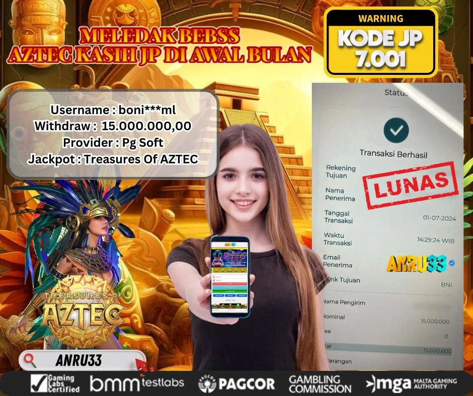 ANRU33 JACKPOT SLOT TREASURES OF AZTEC Rp.7.697.000,- DIBAYAR LUNAS