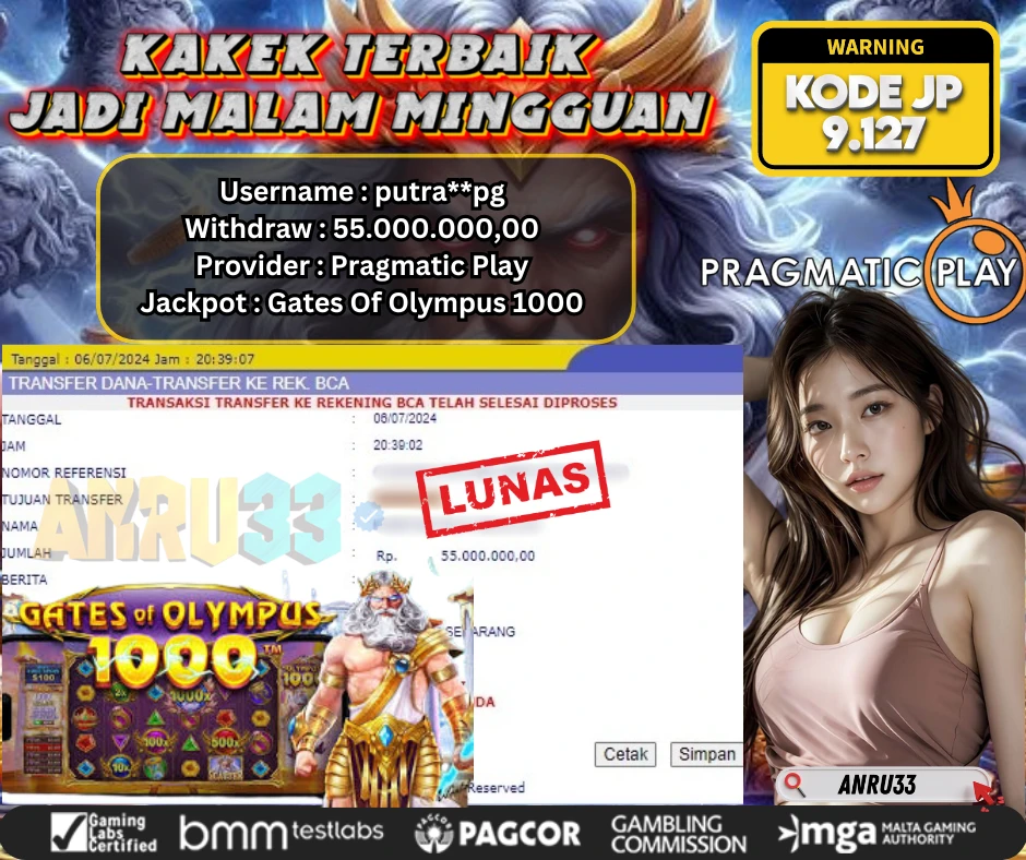 ANRU33 JACKPOT GATES OF OLYMPUS 1000 Rp 55.000.000,00 - DIBAYAR LUNAS