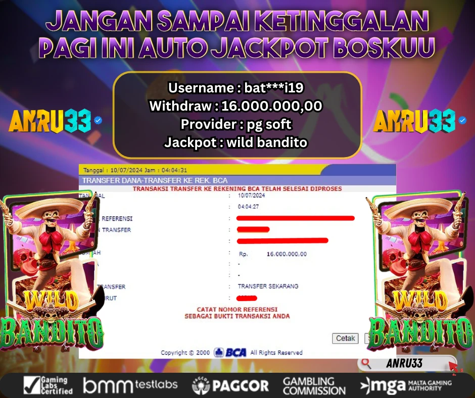 ANRU33 JACKPOT SLOT WILD BANDITO Rp 16.000.000,00 - DIBAYAR LUNAS