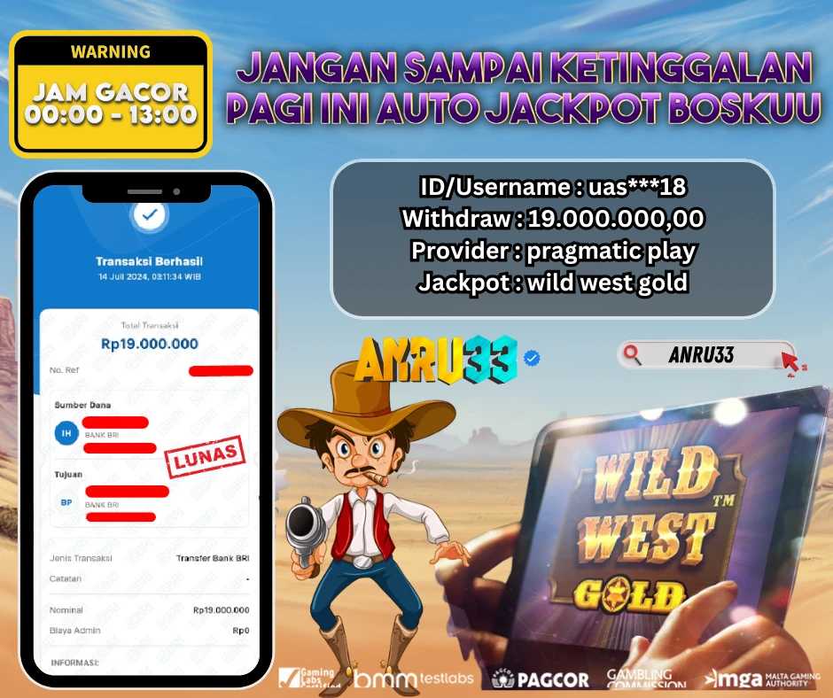 ANRU33 JACKPOT SLOT WILD WEST GOLD Rp.19.000.000,- DIBAYAR LUNAS