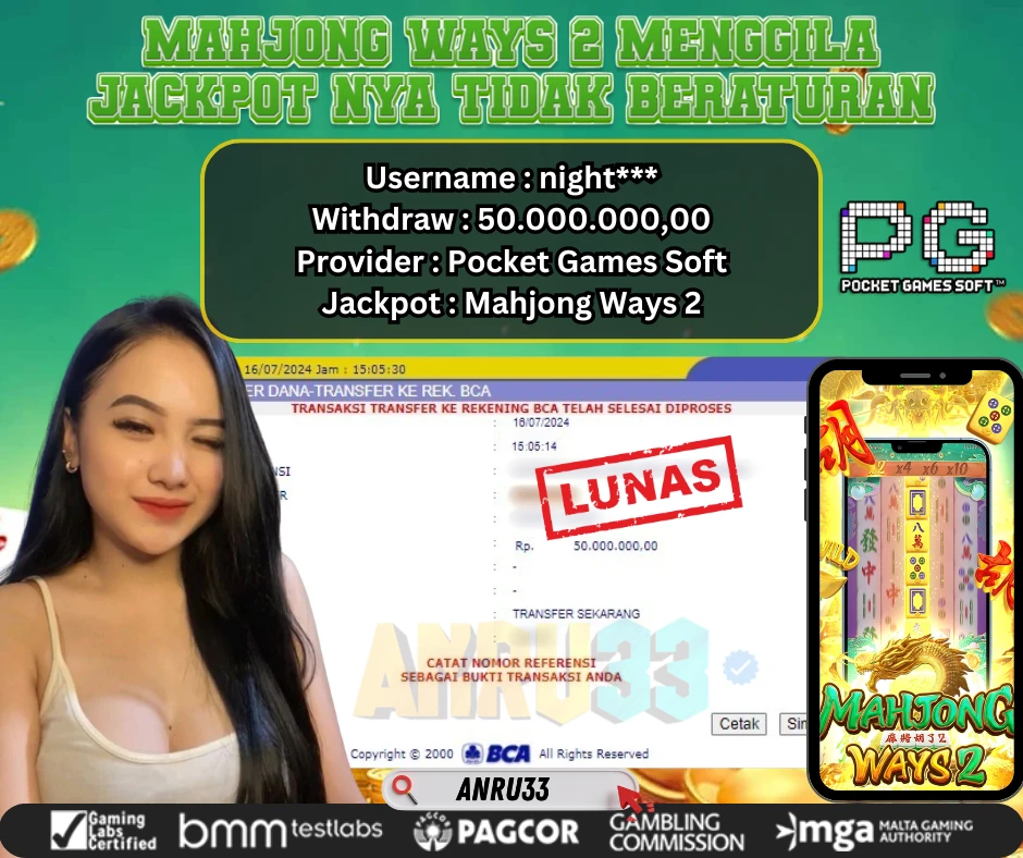 ANRU33 JACKPOT SLOT Mahjong Ways 2 Rp 50.000.000,00 - DIBAYAR LUNAS