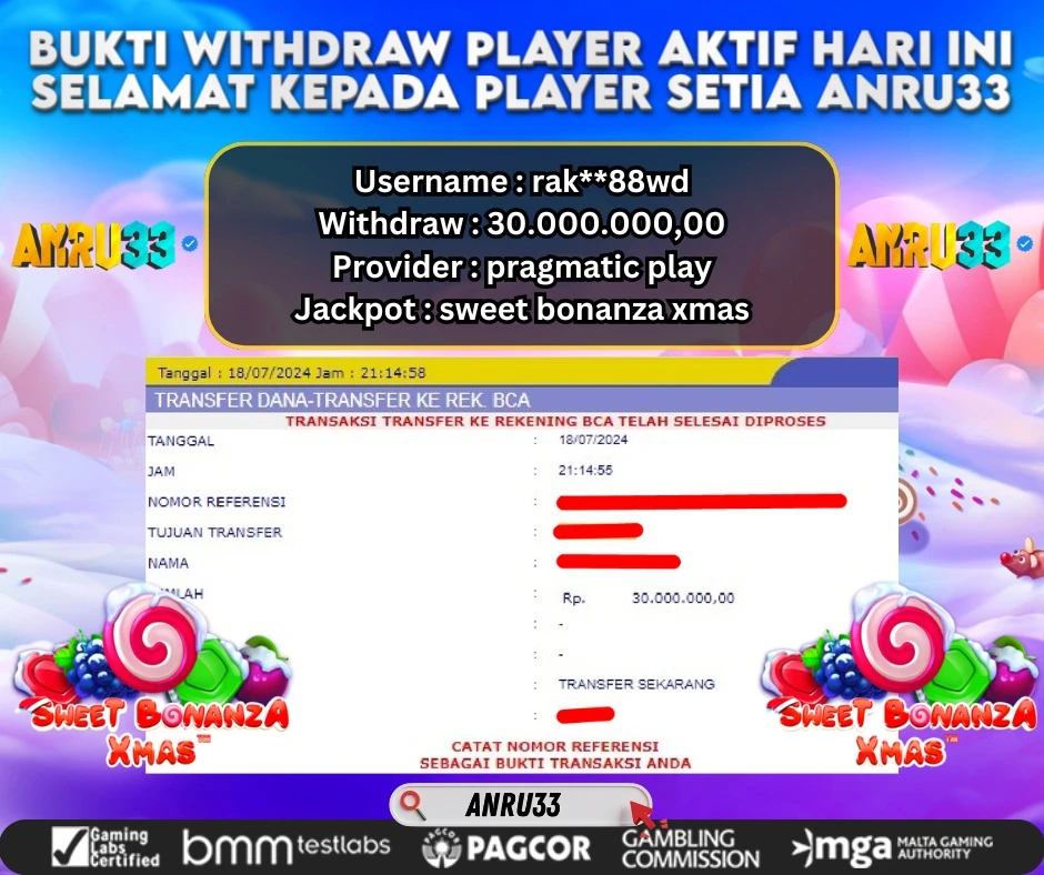 ANRU33 JACKPOT SLOT sweet bonanza xmas Rp 30.000.000,00 - DIBAYAR LUNAS