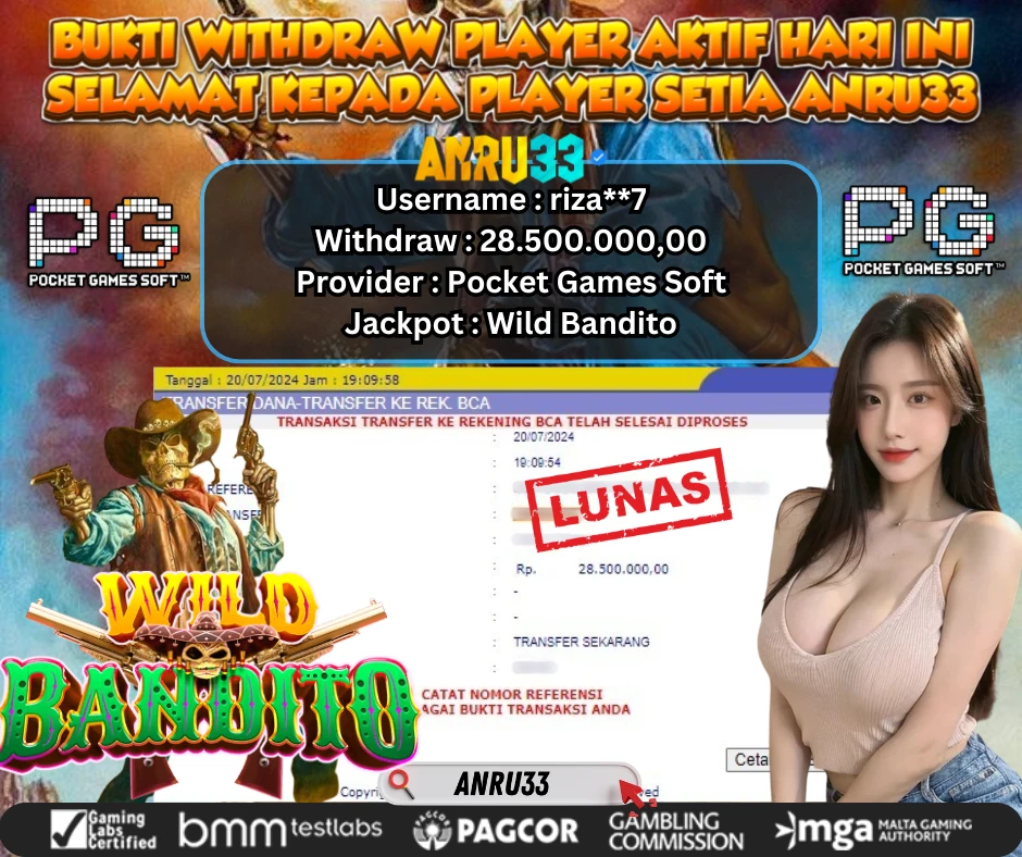 ANRU33 JACKPOT SLOT Wild Bandito Rp 28.500.000,00 - DIBAYAR LUNAS