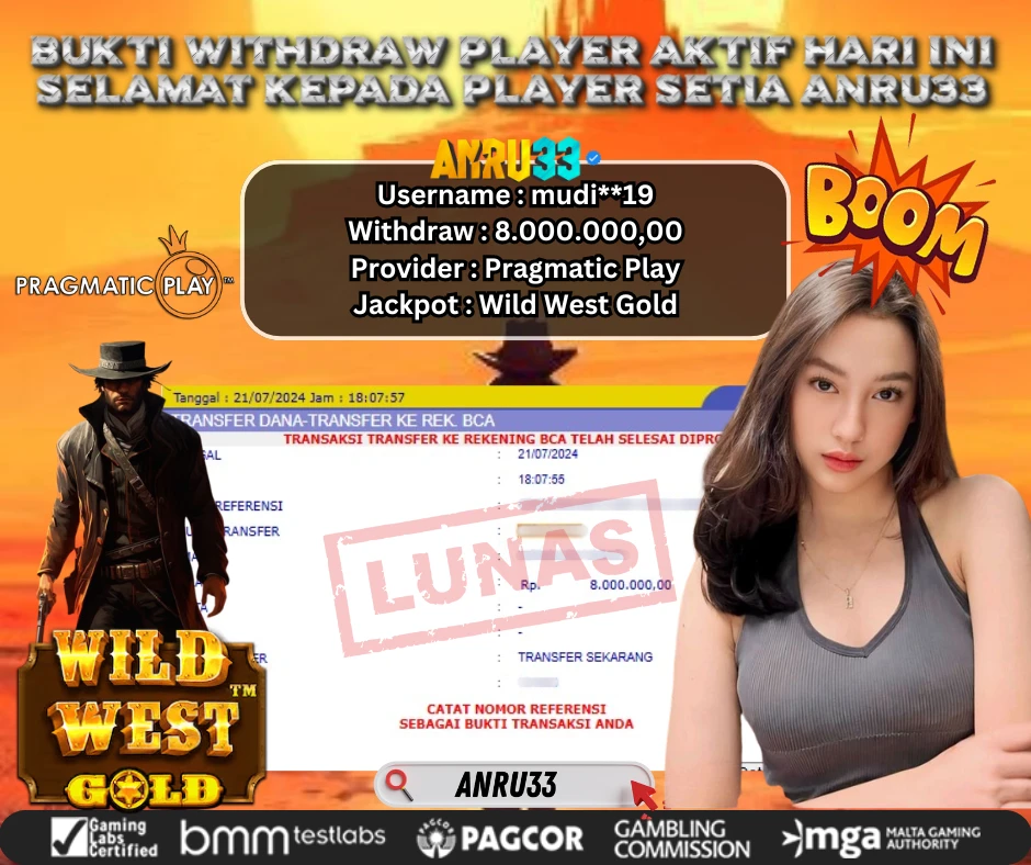 ANRU33 JACKPOT SLOT Wild West Gold Rp 8.000.000,00 - DIBAYAR LUNAS