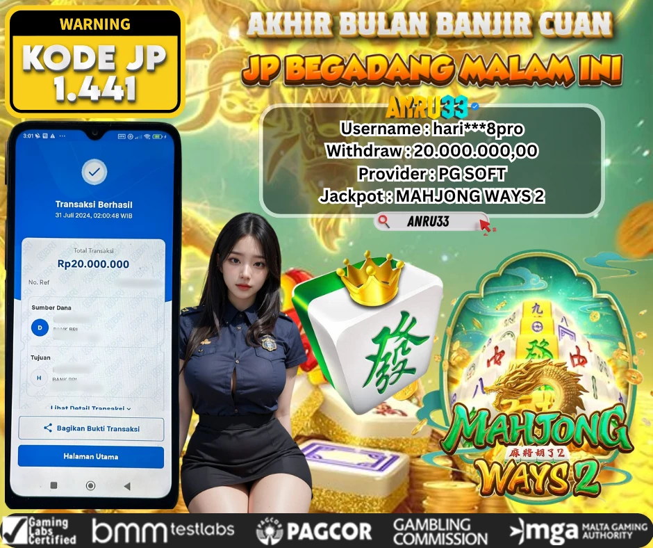 ANRU33 JACKPOT SLOT MAHJONG WAYS 2 Rp 20.000.000,00- DIBAYAR LUNAS