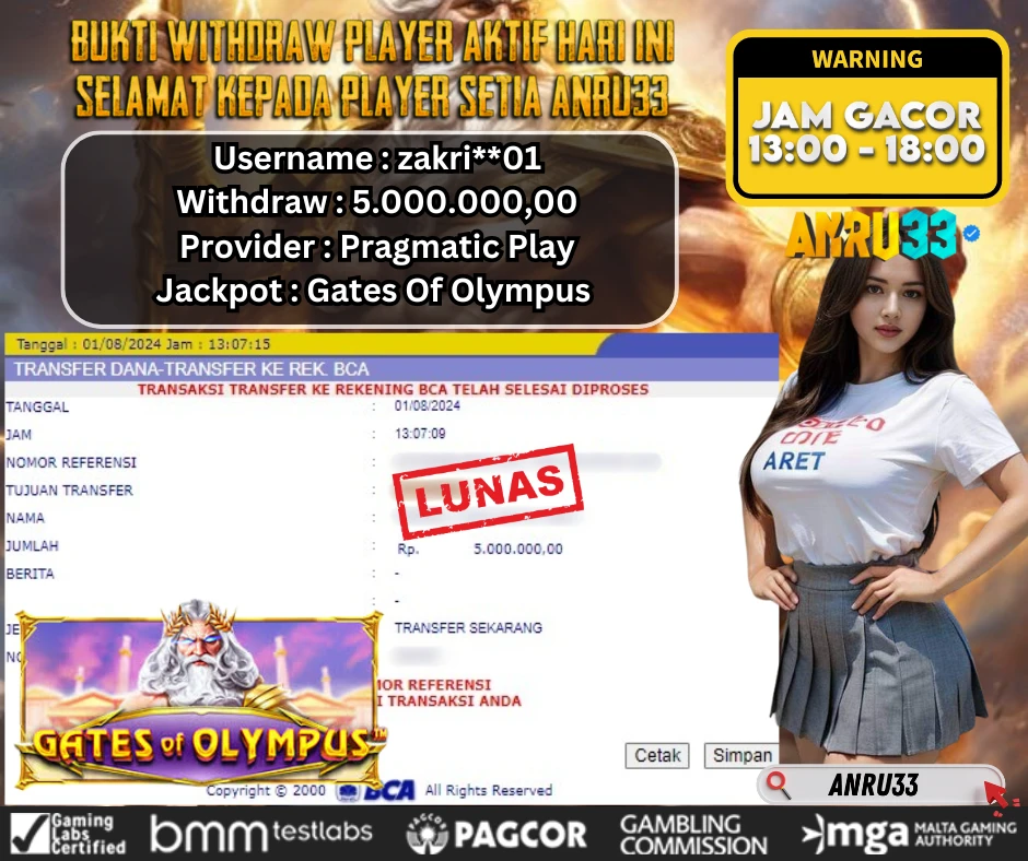 ANRU33 JACKPOT SLOT Gates Of Olympus Rp 5.000.000,00- DIBAYAR LUNAS