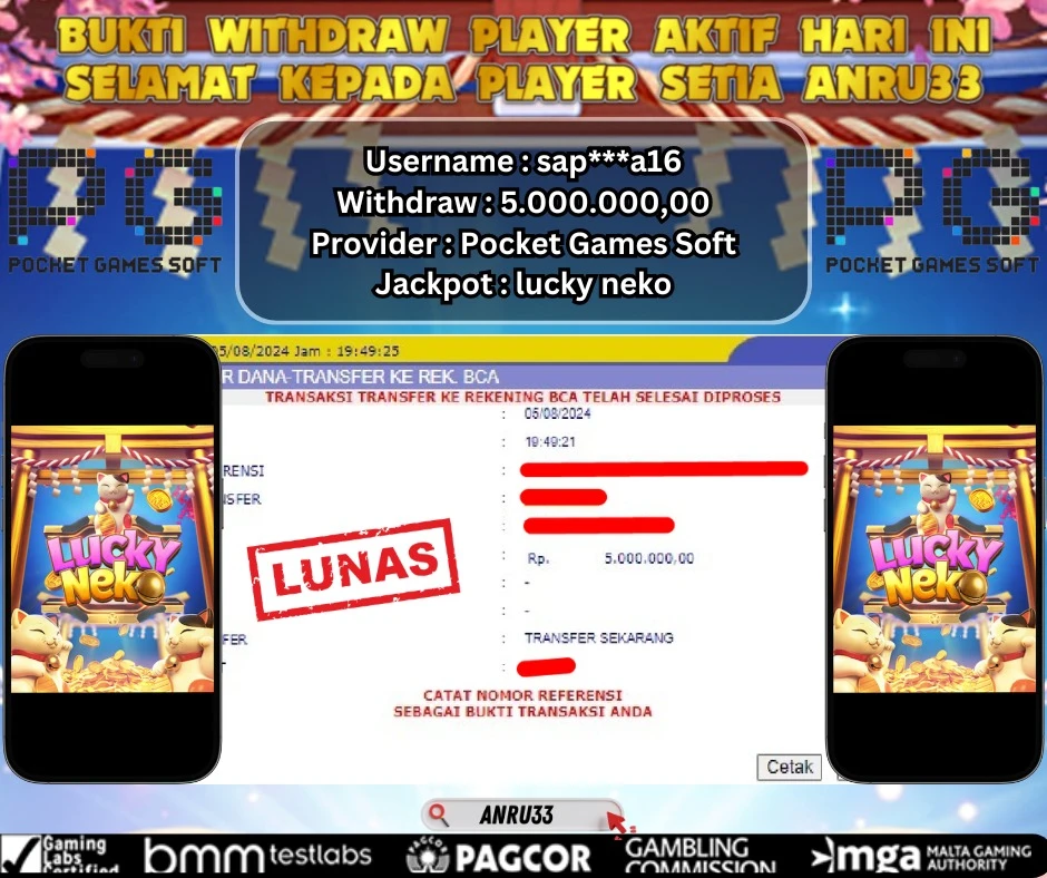 ANRU33 JACKPOT SLOT Lucky Neko Rp 5.000.000,00- DIBAYAR LUNAS