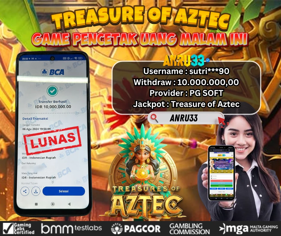 ANRU33 JACKPOT SLOT Treasure of Aztec  Rp 10.000.000,00- DIBAYAR LUNAS