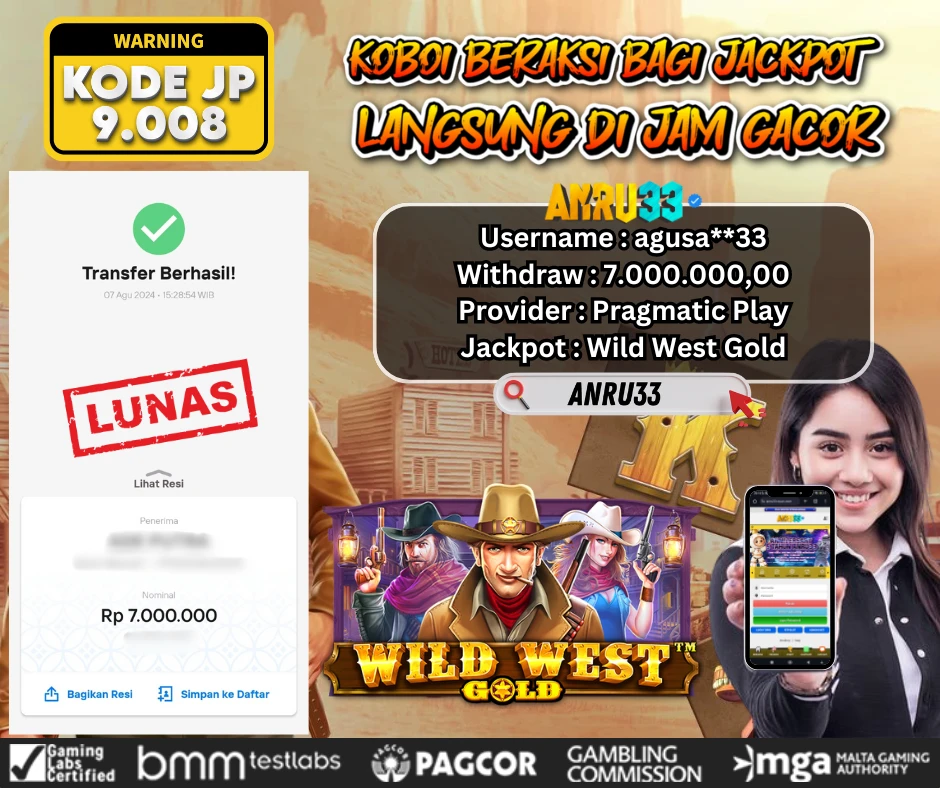 ANRU33 JACKPOT SLOT Wild West Gold Rp 7.000.000,00- DIBAYAR LUNAS