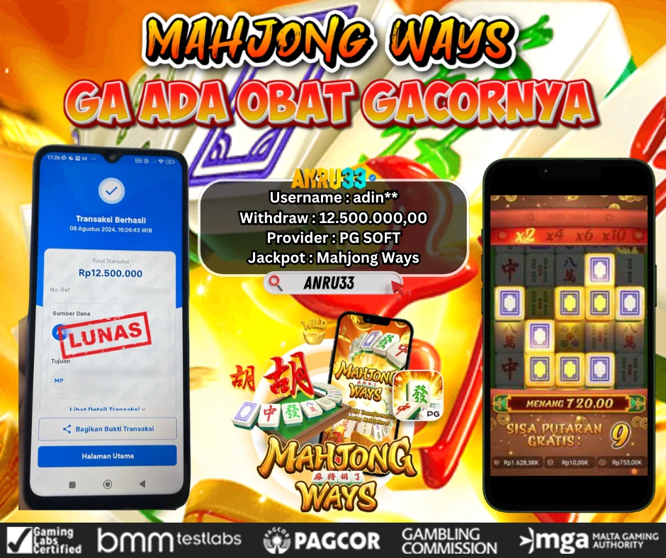 ANRU33 JACKPOT SLOT Mahjong Ways Rp 12.500.000,00- DIBAYAR LUNAS