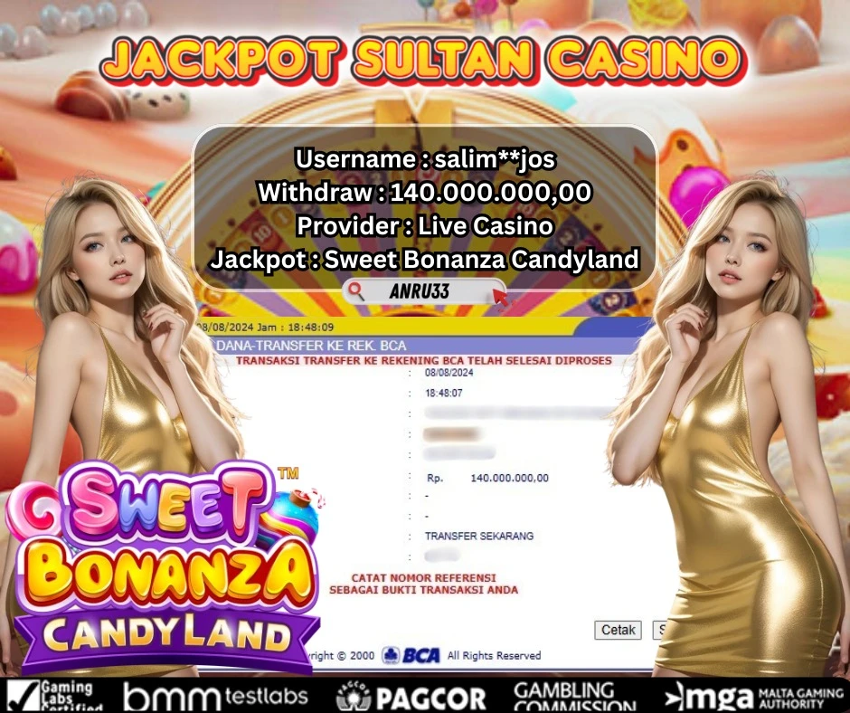 ANRU33 JACKPOT LIVE CASINO Sweet Bonanza Candyland Rp 140.000.000,00- DIBAYAR LUNAS