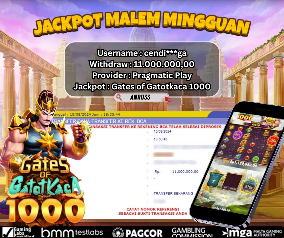 ANRU33 JACKPOT SLOT Gates of Gatotkaca 1000 Rp.11.000.000,- DIBAYAR LUNAS