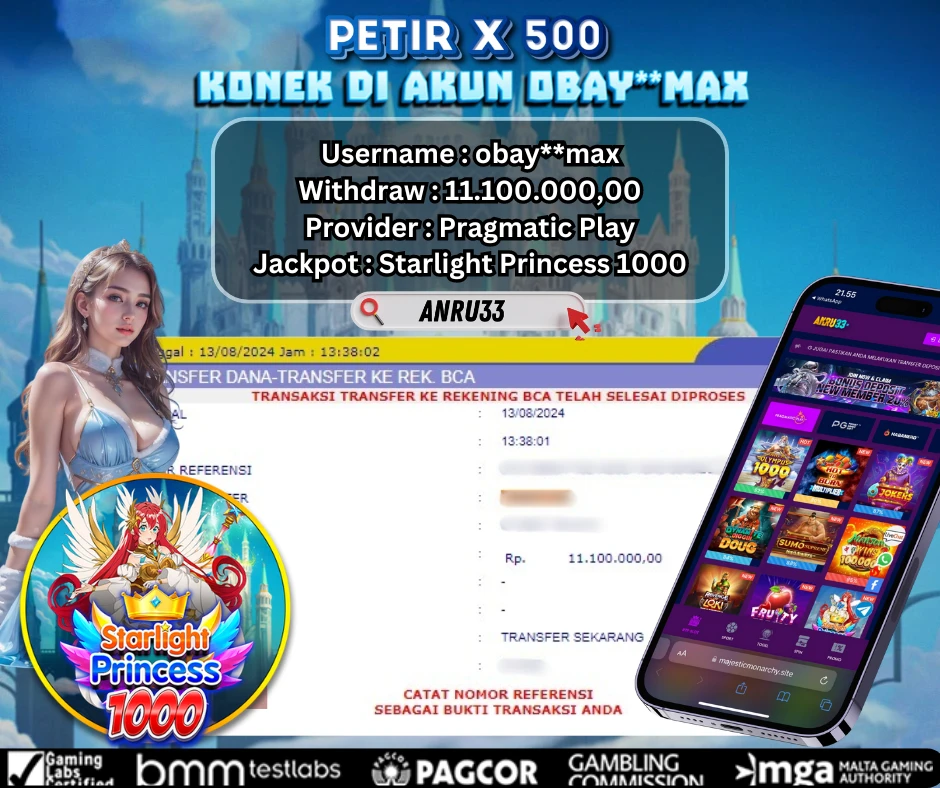 ANRU33 JACKPOT SLOT Starlight Princess 1000 Rp.11.100.000,- DIBAYAR LUNAS