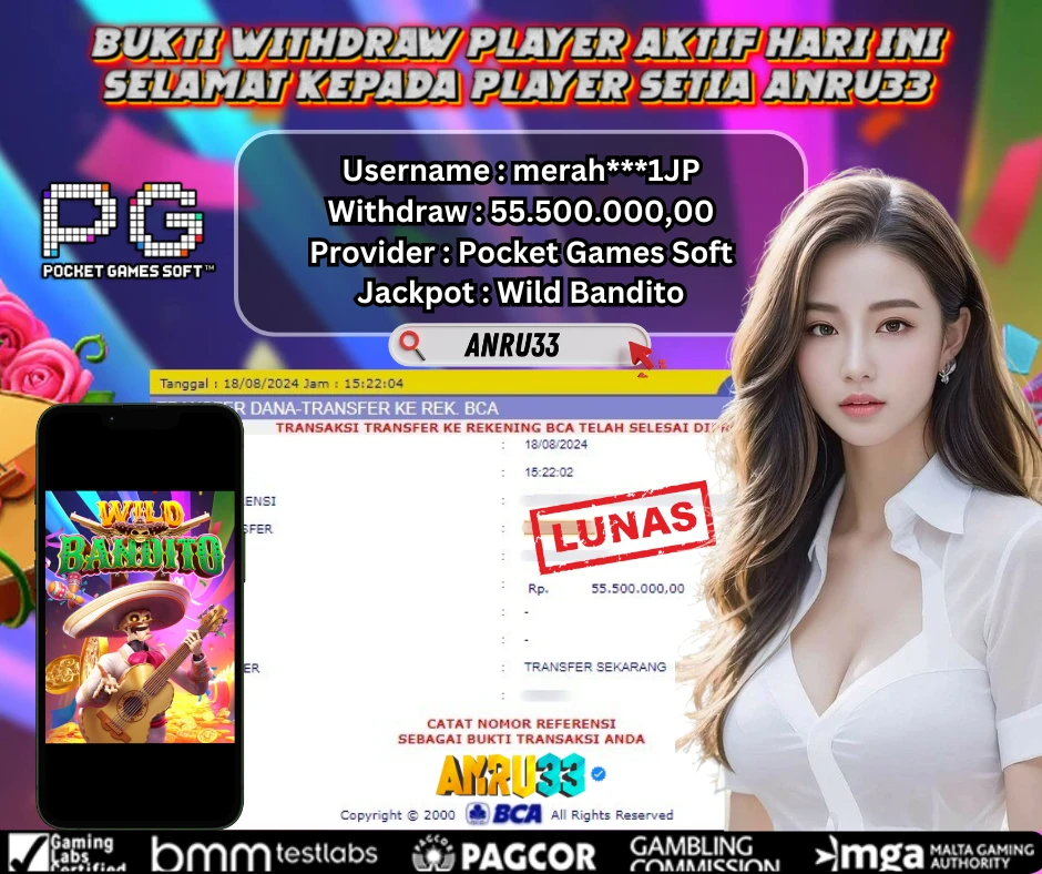 ANRU33 JACKPOT SLOT Wild Bandito Rp 55.500.000,00 - DIBAYAR LUNAS