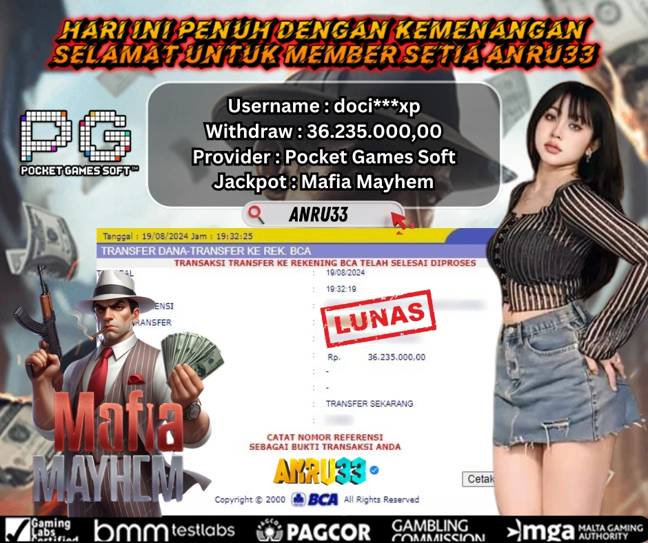 ANRU33 JACKPOT SLOT Mafia Mayhem RP 36.235.000,00 - DIBAYAR LUNAS