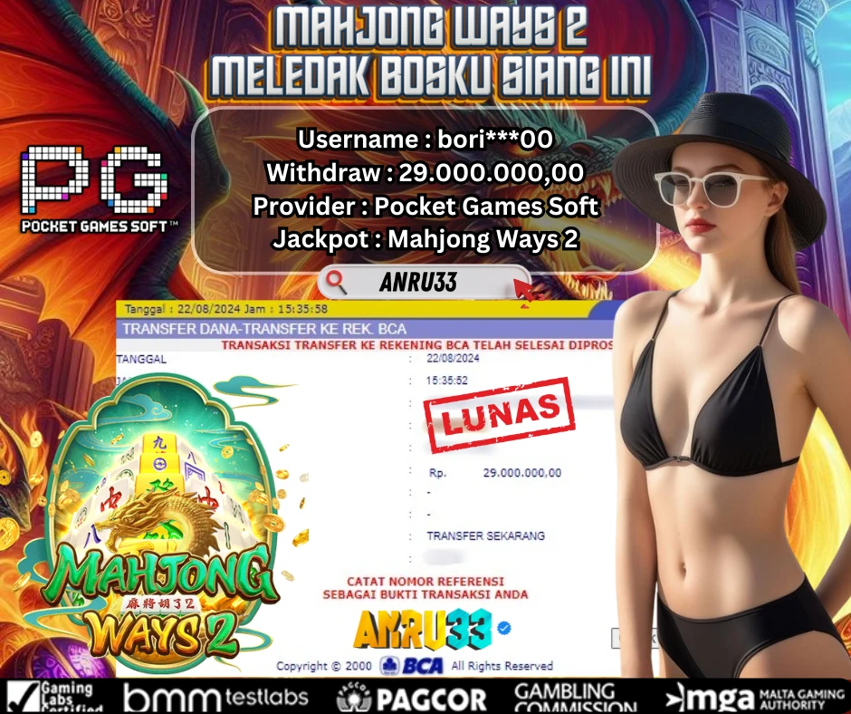 ANRU33 JACKPOT SLOT Mahjong Ways 2 RP 29.000.000,00 - DIBAYAR LUNAS