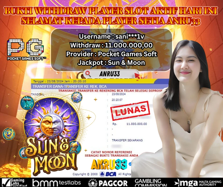 ANRU33 JACKPOT SLOT Sun & Moon RP 11.000.000,00 - DIBAYAR LUNAS