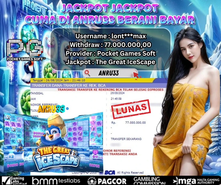 ANRU33 JACKPOT SLOT The Great IceScape RP 77.000.000,00 - DIBAYAR LUNAS