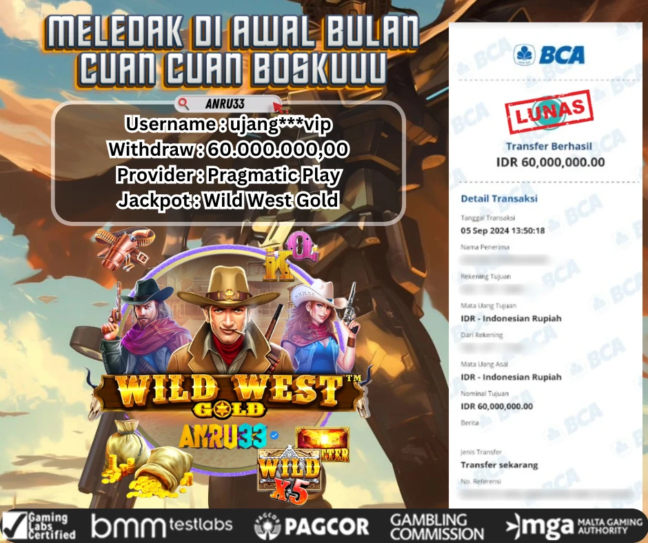 ANRU33 JACKPOT SLOT Wild West Gold RP 60.000.000,00 - DIBAYAR LUNAS