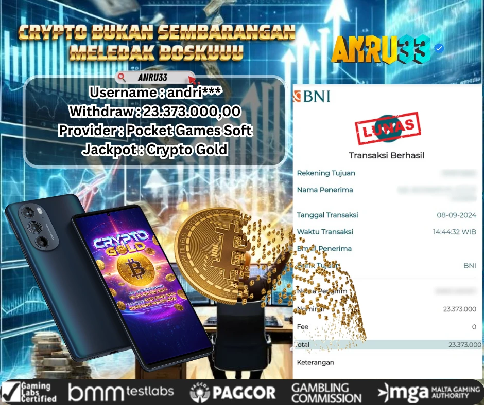 ANRU33 JACKPOT SLOT Crypto Gold RP 23.373.000,00 - DIBAYAR LUNAS