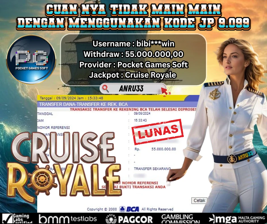 ANRU33 JACKPOT SLOT Cruise Royale RP 55.000.000,00 - DIBAYAR LUNAS