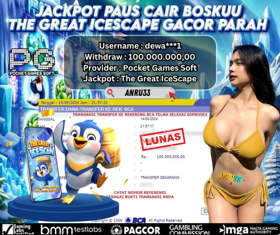 ANRU33 JACKPOT SLOT The Great IceScape Rp 100.000.000,00- DIBAYAR LUNAS