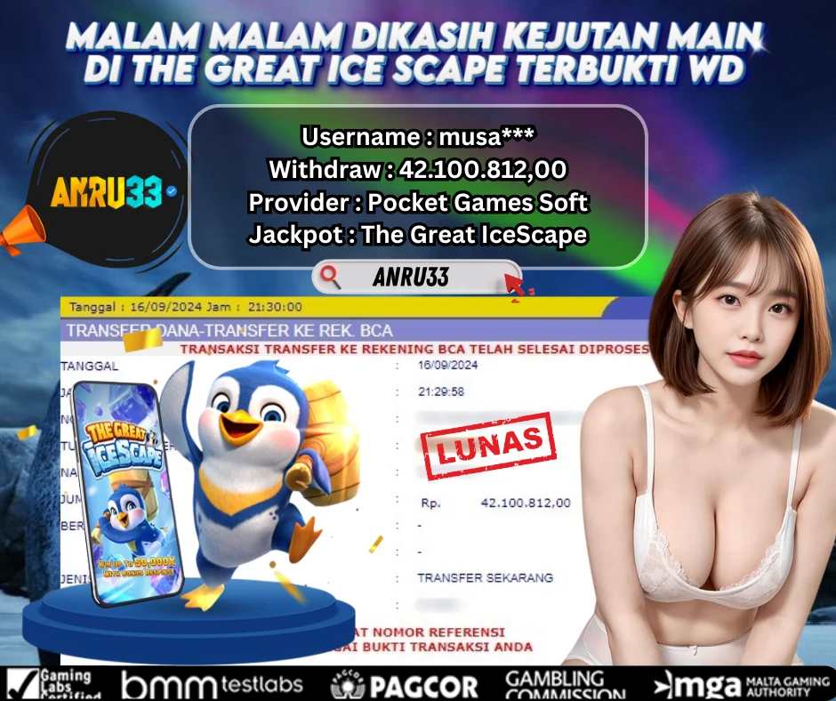 ANRU33 JACKPOT SLOT The Great IceScape RP 42.100.812,00 - DIBAYAR LUNAS