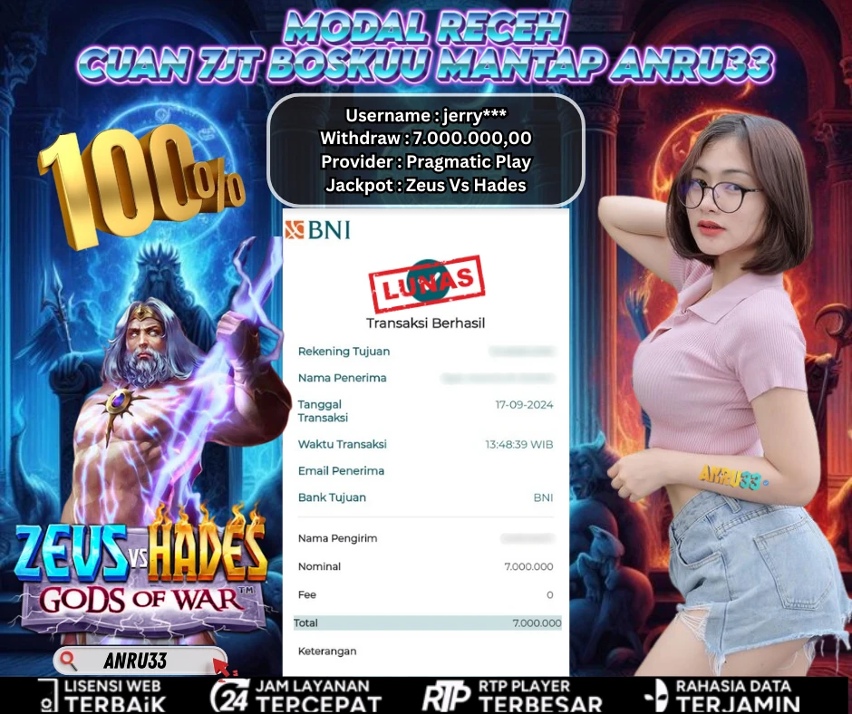 ANRU33 JACKPOT SLOT Zeus Vs Hades RP 7.000.000,00 - DIBAYAR LUNAS