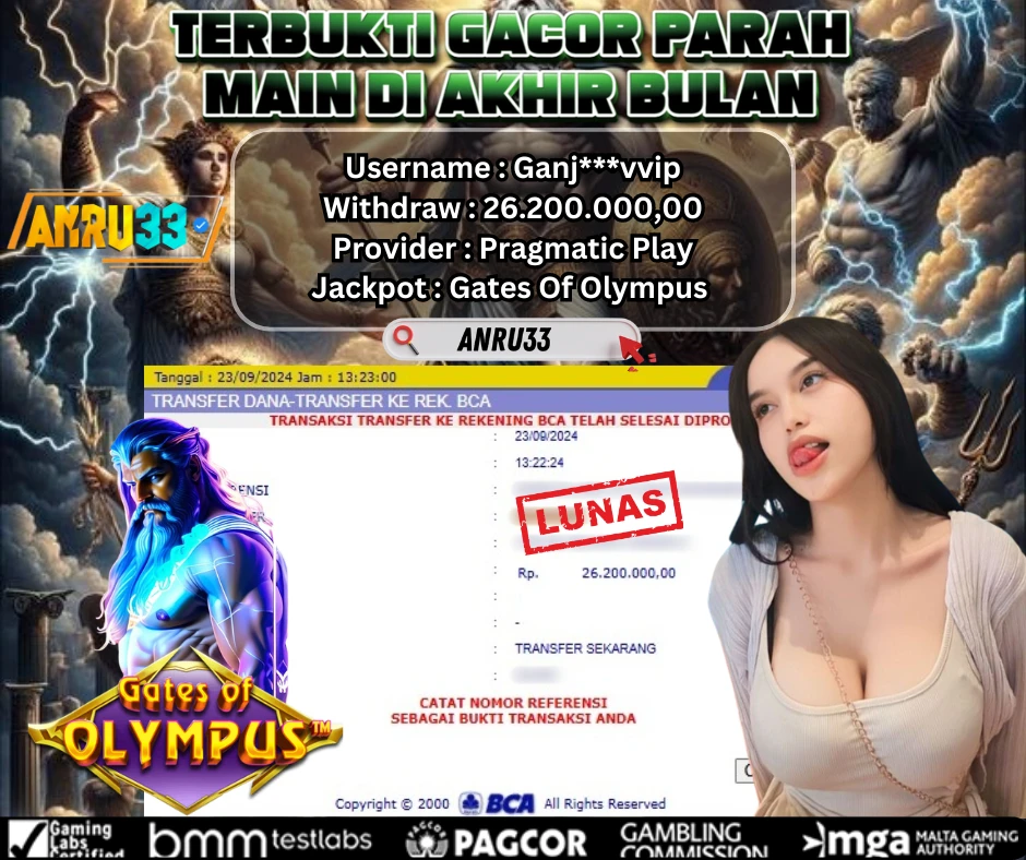 ANRU33 JACKPOT SLOT Gates Of Olympus RP 26.200.000,00 - DIBAYAR LUNAS