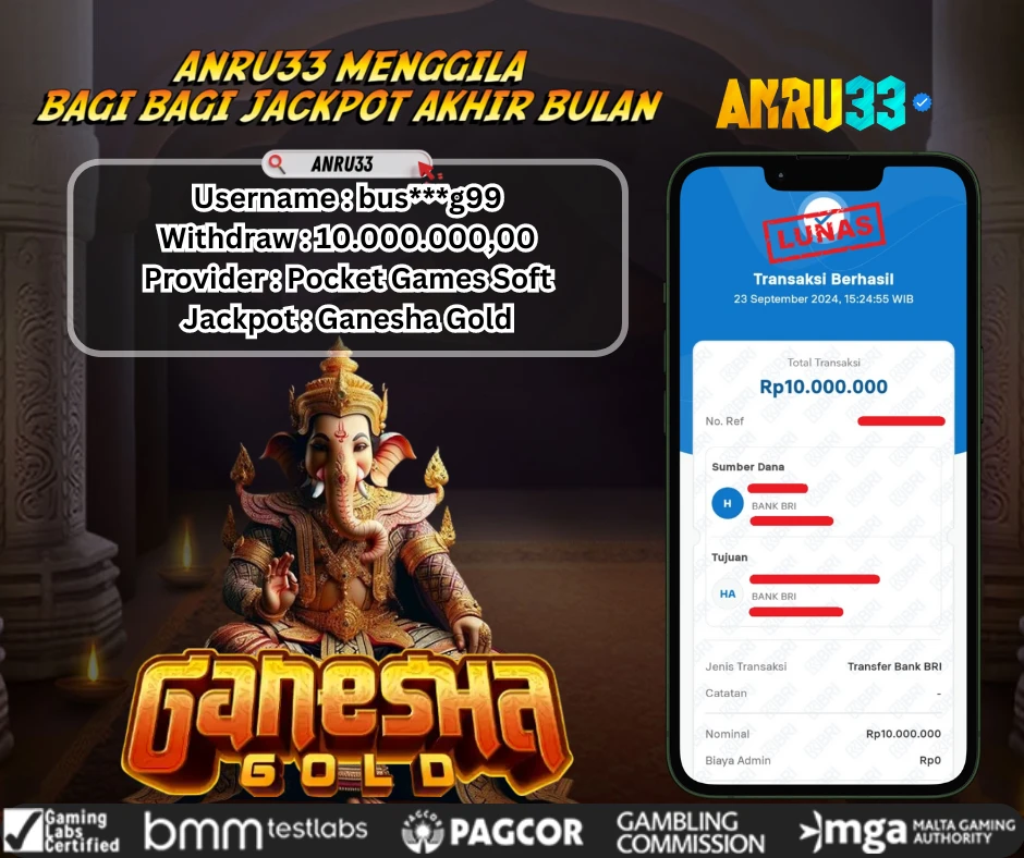 ANRU33 JACKPOT SLOT Ganesha Gold RP 10.000.000,00 - DIBAYAR LUNAS