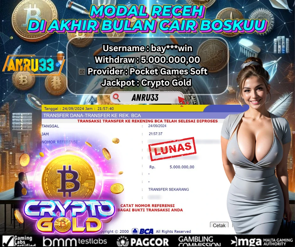 ANRU33 JACKPOT SLOT Crypto Gold RP 5.000.000,00 - DIBAYAR LUNAS